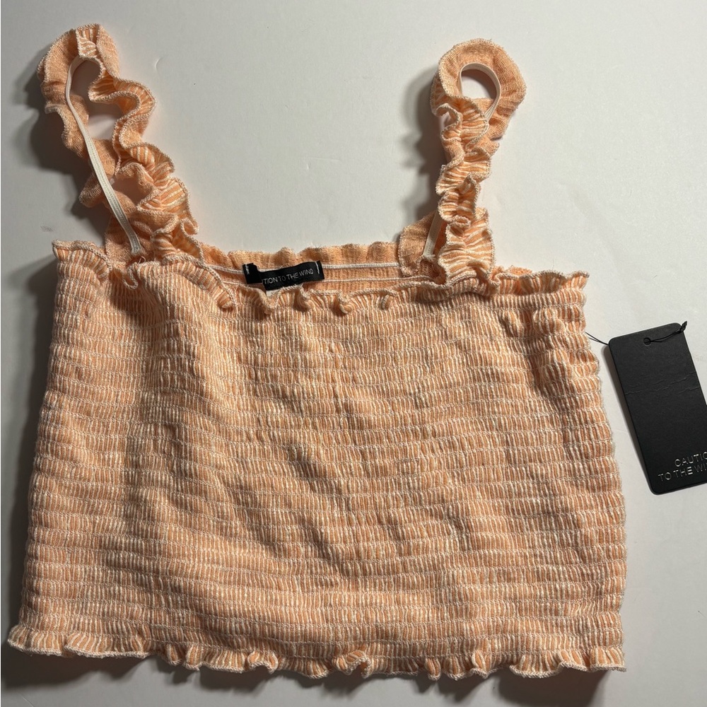NWT Caution To The Wind Peach Ruffle Top Size Large